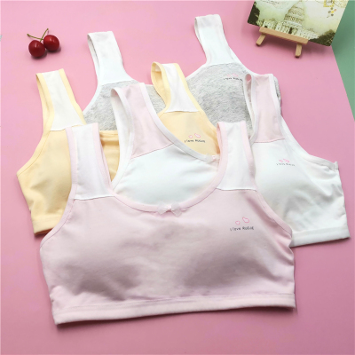 Cotton Back Breasted One-Piece One-Piece Sponge Adolescent Female Student Vest Development Period Girl Wireless Bra