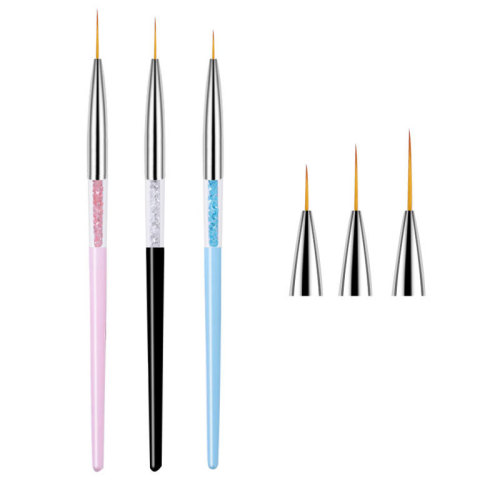 Manicure Line Drawing Pen Hook Line Drawing Fluoresent Marker Nail Polish Pen Set Short and Long Line Drawing Pen 3 PCs