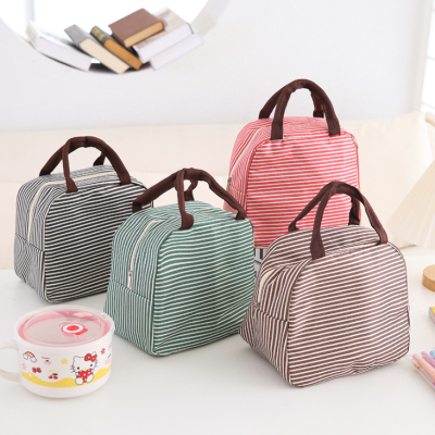 New Striped Waterproof Insulation Bag Portable Lunch Bag Heat and Cold Insulation Lunch Bag Lunch Box Bag