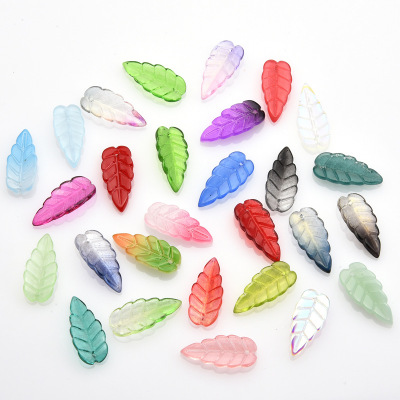 New 10x23 Long Leaf Glass Gradient Color DIY Antique Earrings Necklace Bracelet Crystal Beads Pendant
