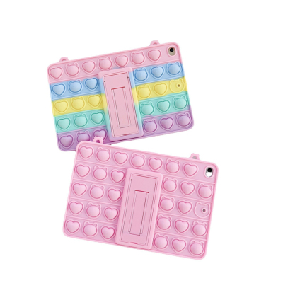 Soft Push Bubble Phone Shell Holder Silicone Tablet Stand Cover Stress Relief Fidget Toys Pad Case For Iphone Ipad