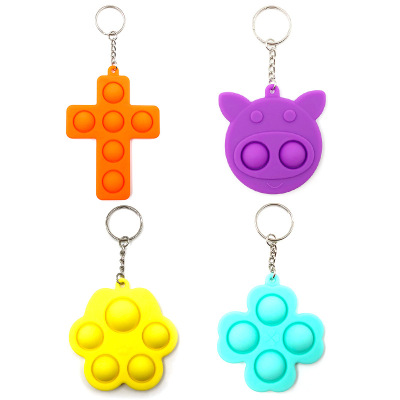 Kids Educational Toy Stress Relief Keyring Push Sensory Bubble Keychain Mini Fidget Simple Toy Keychains