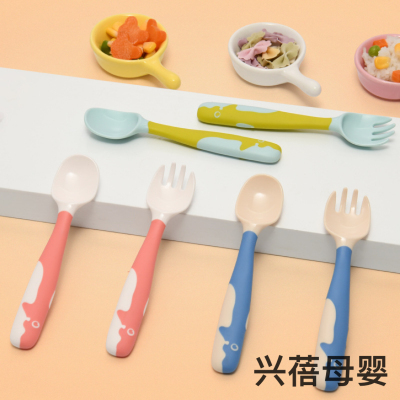 Baby Flexible Spork Set Baby Learn to Eat Training Spoon Newborn Twisted Complementary Food Spoon Fork Tableware Set