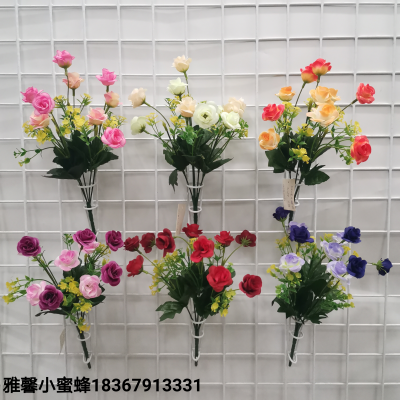 5 Forks 10 Auspicious Pomegranate Rose Crafts Artificial Flower Small Bouquet Small Roses