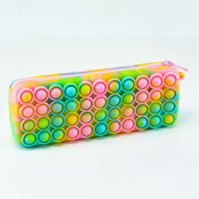 Autism Stress Relief Purse Sensory Push Bubble Coin Bags Pouch School Kids Rainbow Silicone Fidget Pencil Case