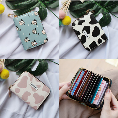 2021 New Cow Fresh Printing Expanding Card Holder Cute Fresh Sweet Fashion Coin Purse Factory Direct Supply