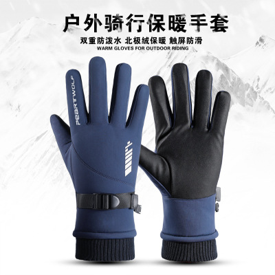 Thermal Gloves Men's Outdoor Touch Screen Winter New Ski Gloves Windproof Waterproof Non-Slip Cross-Border Riding Gloves