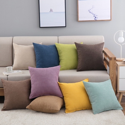 Simple Solid Color Cotton Velvet Office Cushion Couch Pillow Leisure City