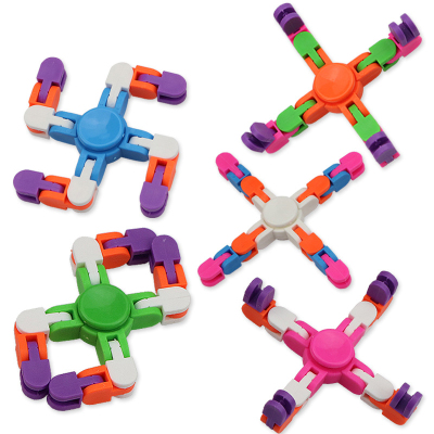 Interactive Plastic Finger Spinning Toys Intelligence Stress Relief Wacky Tracks Brain Sensory Diy Fidget Spinner Chain