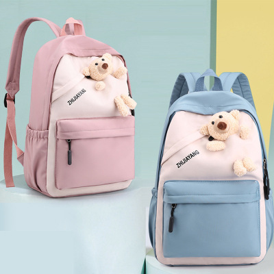New Backpack Casual Sports Backpack Ins Trendy Junior High School Student Schoolbag Female Korean Cute Bear Large Capacity