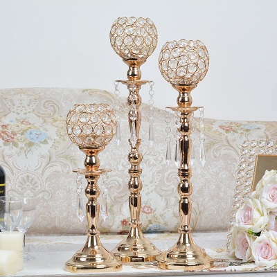 European Crystal Candlestick Metal Candle Holder Candlelight Dinner Decoration Ornaments Candle Holder Candle Cup