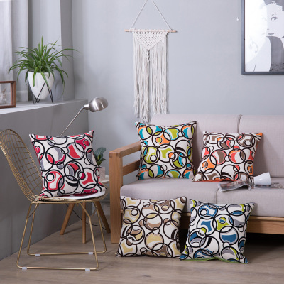 Nordic Modern Colorful Geometric Pattern Flocking Sofa Cushion Pillow Circle Life Source Manufacturer Wechat