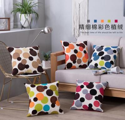 Amazon Cross-Border New Arrival Colorful Polka Dot Thickened Flocking Sofa Cushion Pillow Cover Source Factory Group Purchase Wholesale