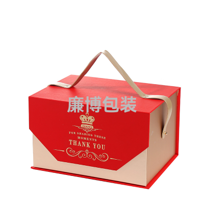 Large Cake Flip Gift Box Hand-Held Gift Leather Hand-Held Tassel Box Hand-Held Gilding Square Box Gift Box