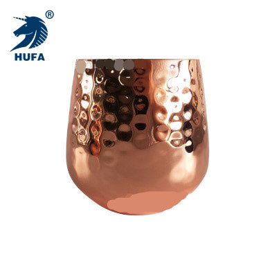 Factory Direct Sales 304 Stainless Steel Single-Layer Hammer Point Non-Base Red Wine Glass Champagne Glass Cigar Cup
