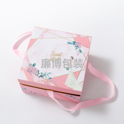 New National Fashion Ins Style Hand Carrying Square Tiandigai Packing Box Color Box Guarantee Flip Gift Box Printable