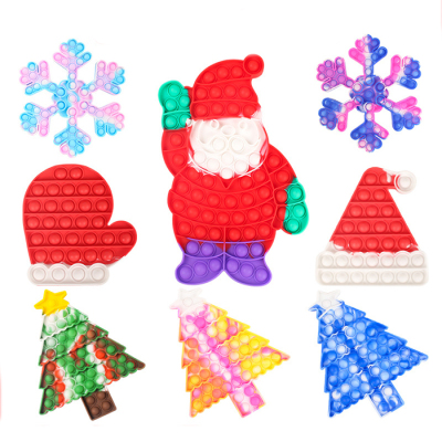 Silicone Xmas Hats Simple Toy Push Bubble Santa Claus Sensory Toys Snowflake Christmas Tree Fidget Toys