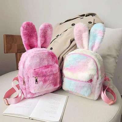 New Women's Bag Fashion Korean Style Backpack Western Style Cute Trendy Rabbit Ears Furry Campus Student Schoolbag