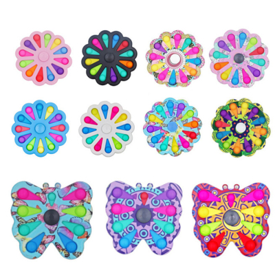 Stress Relief Fidget Spinner Key Chain Handheld Mini Simple Keyring Rotatable Butterfly Spinning Keychain