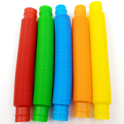 Anti Stress Colorful Ripple Stretch Pipeline Stress Reliever Sensory Toys Silicone Autism Fidget Toys Telescopic Tube
