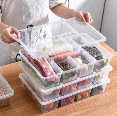 Compartment Kitchen Crisper Refrigerated Food Storage Box Transparent Storage Box Lid Desktop Sundries Dustproof Finishing Box