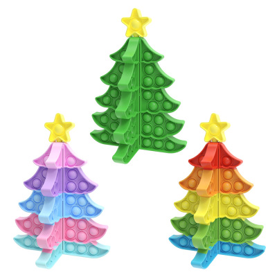 Children Educational Toys Simple Fidget Xmas Square Push Bubble Jigsaw Christmas Tree Snowflake Puzzle Fidget Toys