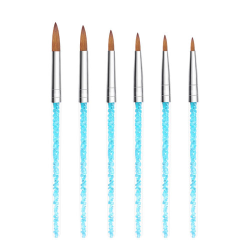 nail art tool brush crystal nail crystal carved pen blue transparent crystal pen with diamond 6 sets