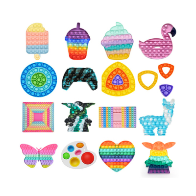 Adult Autism Chessboard Sensory Toys Stress Relief Checkerboard Push Bubble Toys Rainbow Alpaca Ice Cream Fidget Toys