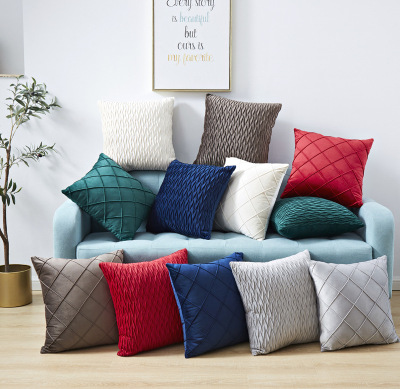 Cross-Border Amazon Netherlands Velvet Crumpled Pillow Cover Simple Nordic Instagram Style Home Sofa and Bedside Cushion Lumbar Pillow