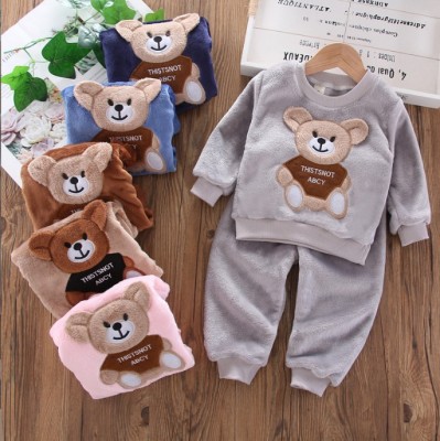 Baby Pajamas Autumn and Winter Flannel Children's Loungewear Infant Boys Winter Thickened Children Coral Fleece Suit