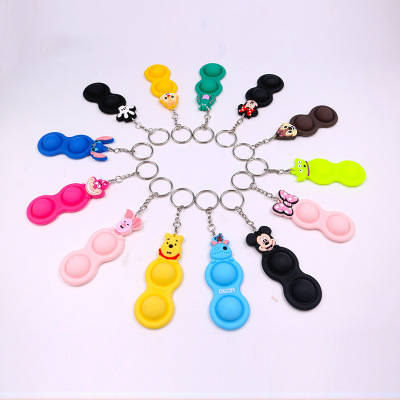 Silicone Stress Relief Keychain Finger Bubble Pendant Key Ring Mini Fidget Cartoon Simple Keychains