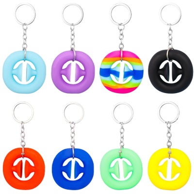 Mini Round Stress Reliever Squeeze Toys Arm Muscle Exercises Silicone Gripper Keychains Finger Hand Grip Ring Keychain