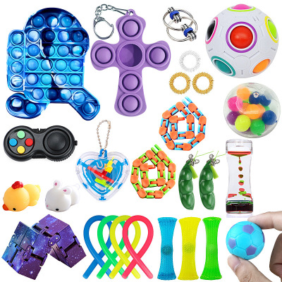 Adult Diy Stress Reliever Squeeze Toys Autism Silicone Fidgets Toy Fidget Sensory Bubble Toy Set