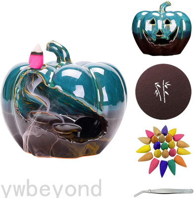 Ywbeyond Ceramic Decoration Pumpkin Backflow Incense Burner Waterfall Incense Holder censer quemador de incienso