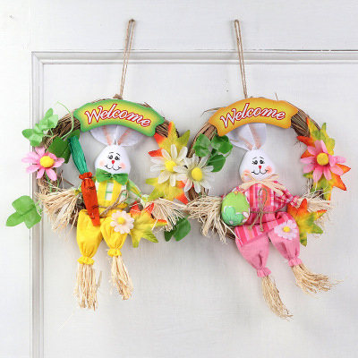 Easter Rabbit Garland Scarecrow Kindergarten Colorful Animal Children Creative Cute Bunny