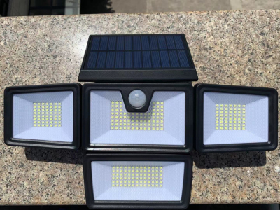 Cross-Border New Arrival Four-Head Solar Wall Lamp Outdoor Courtyard 181led Lamp Human Body Induction Household Lighting Street Lamp