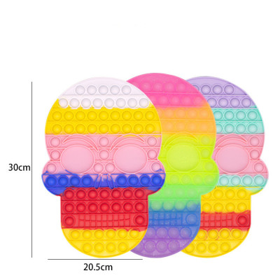 Halloween Stress Reliever Sensory Toys Autism Special Needs Push Bubble Toys Colorful Rainbow Skull Fidget Toys