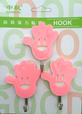 1324-1 Candy-Colored Small Hand 8 Mid-Autumn Festival Plastic 3 Cartoon Hook Sticky Hooks Bearing 2kg Large Quantity Free Shipping