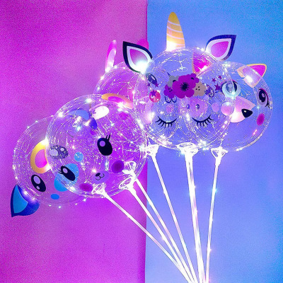 high quality Unicorn Assorted Colors Luminous Stickers Ballons Bobo Led Balloon Light