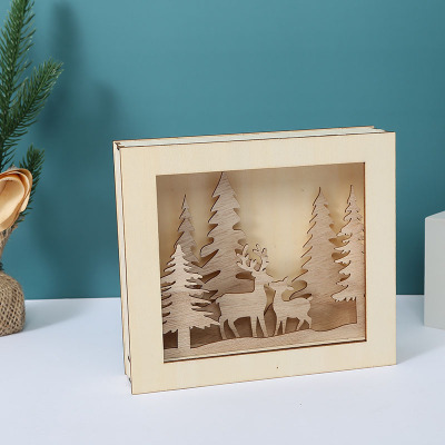 Creative Elk Photo Frame Home Restaurant Christmas Wooden Craftwork Christmas Gift