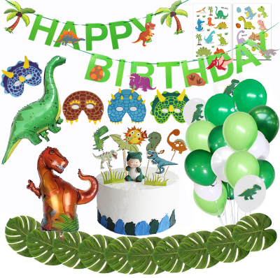 Jungle Dinosaur Balloon Arch Kit Party Decoration Triceratops Mask Happy Birthday Balloon