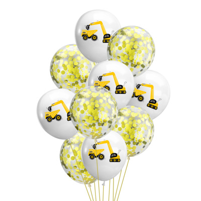 Custom wholesale 12 Inch Construction Theme Party Supplies Excavator Truck Latex Balloons Birthday Party Decoration
