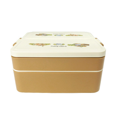 Plastic Double-Layer Lunch Box Student Portable Square Lunch Boxes Cartoon Multi-Layer Lunch Box