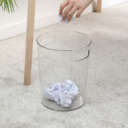 a28-30 round transparent trash can pet portable desktop flowerpot study paper scraps discarded garbage wastebasket wholesale