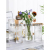 Nordic-Style Light Luxury Ins Corrugated Mouth Glass Vase Transparent Gold-Painted Water-Raised Flowers Lily and Dracaena Sanderiana Flower Arrangement Vase