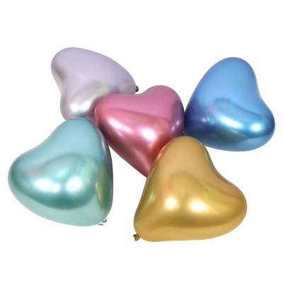 High Quality 12 Inch Graduation Party Decoration Heart Latex Chrome Metallic Balloon Birthday Party Supplies