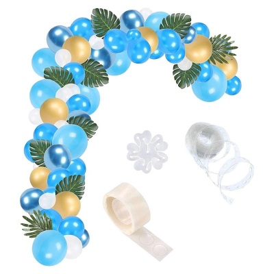 custom 121pcs Blue Gold Balloon Garland Kit With Balloon Arch Tape For Wedding Birthday Party Decorations