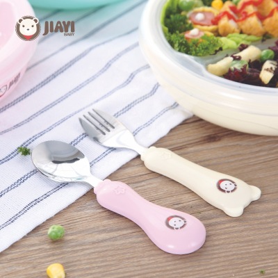 Children's Stainless Steel Fork Spoon Combination Set Baby Feeding Tableware 2-Piece Set