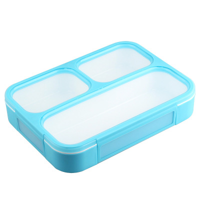 Creative Simple Sealed Plastic Divided Lunch Box Simple Lunch Box Three Grid Student Portable Separated Lunch Box 1L