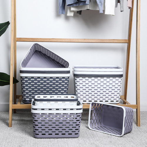 finishing storage basket plastic portable layering storage basket hollow three-color stackable storage basket wholesale